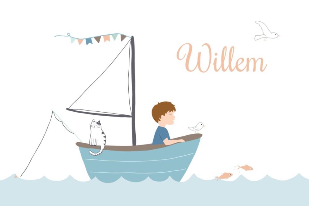 Geboortekaartje bootje jongen - Willem