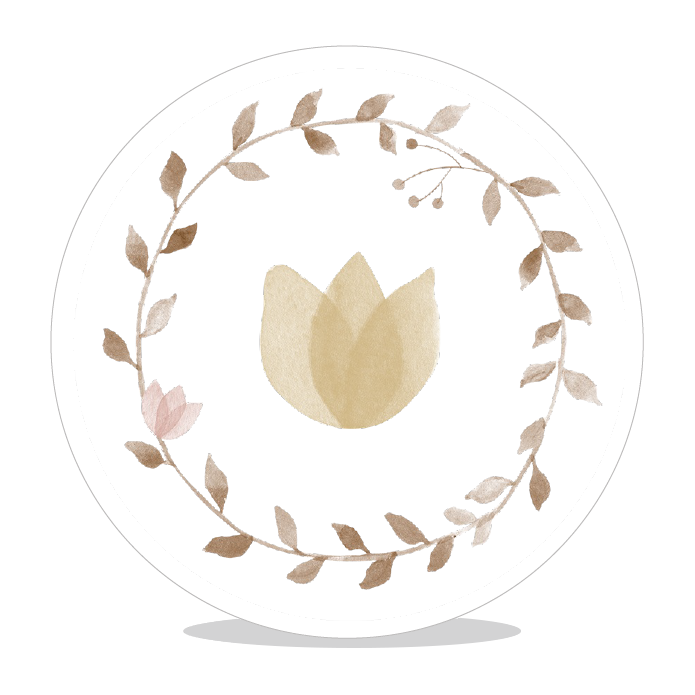 Sluitsticker aquarel bladeren bruin