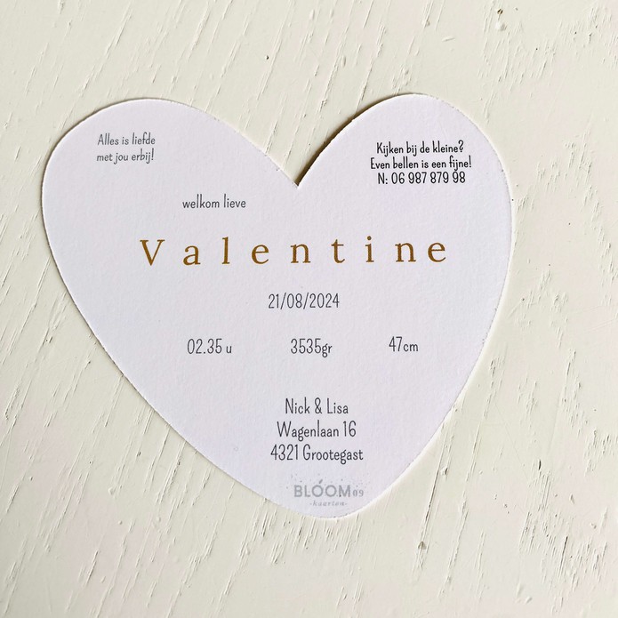 Geboortekaartje hart vorm