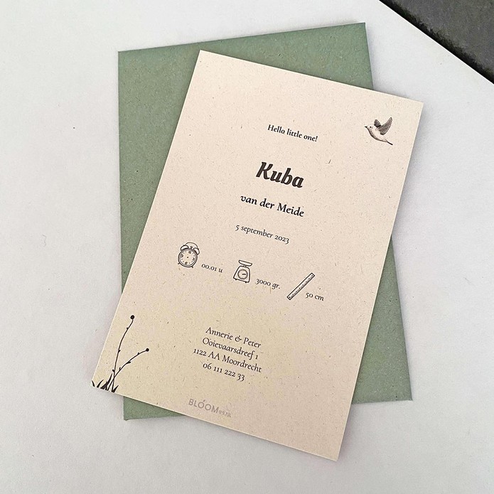 Geboortekaartje vogel