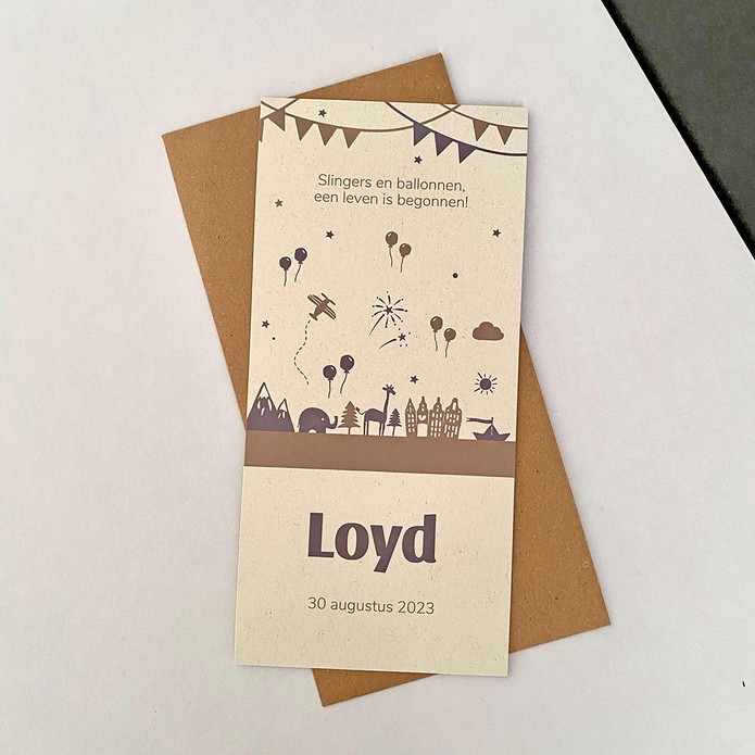 Geboortekaartje op duurzaam papier