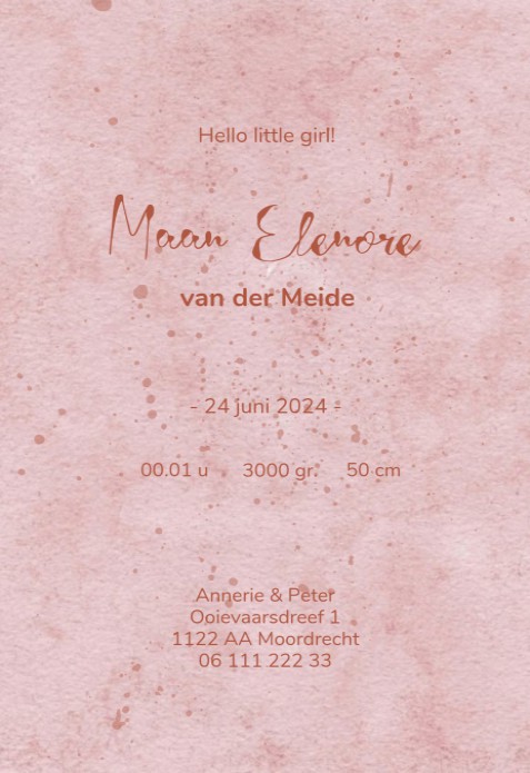 Geboortekaartje maan boogvorm