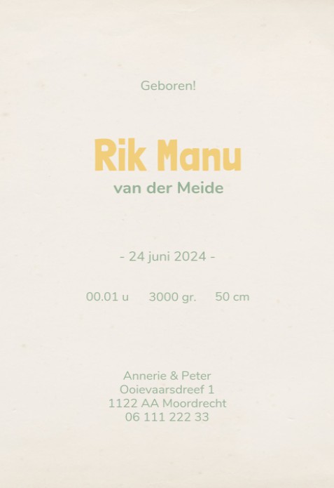 Geboortekaartje duurzaam