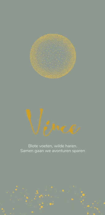 Geboortekaartje vince groen met goudfolie