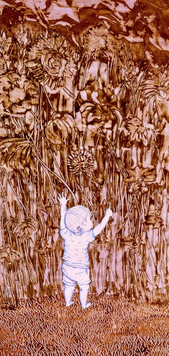 Geboortekaartje bloemen bruin