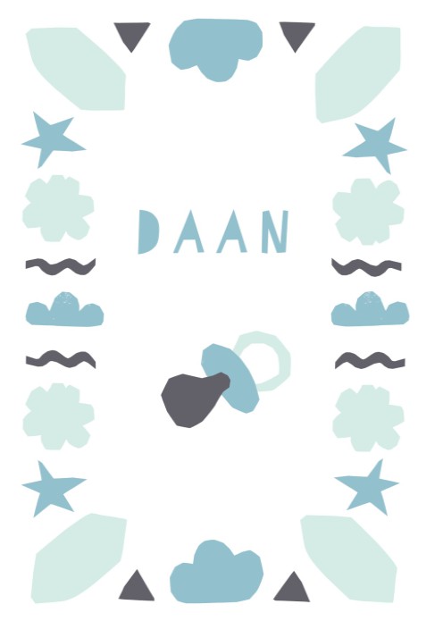 Geboortekaartje papieren bloemen jongen