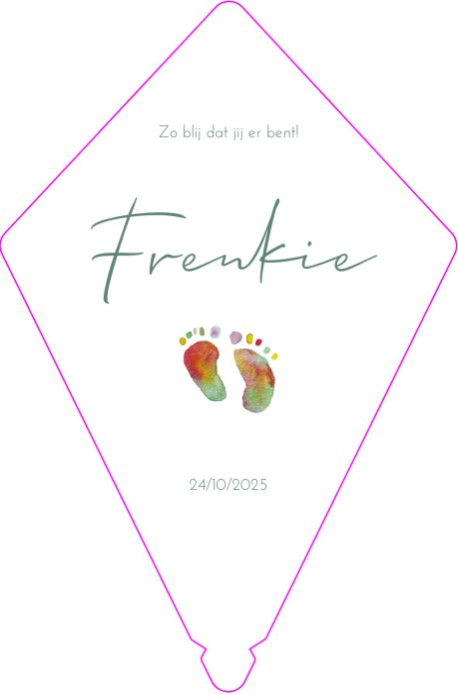 Geboortekaartje in de vorm van een vlieger