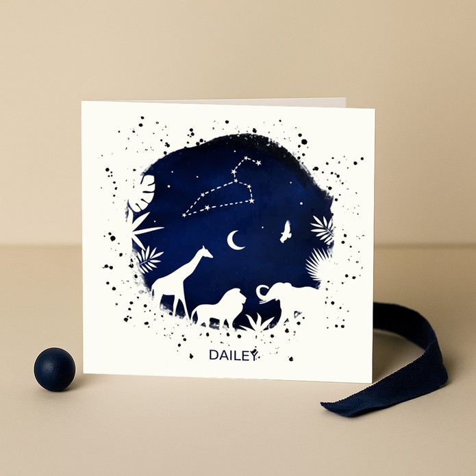 Geboortekaartje jungle en sterrenbeeld