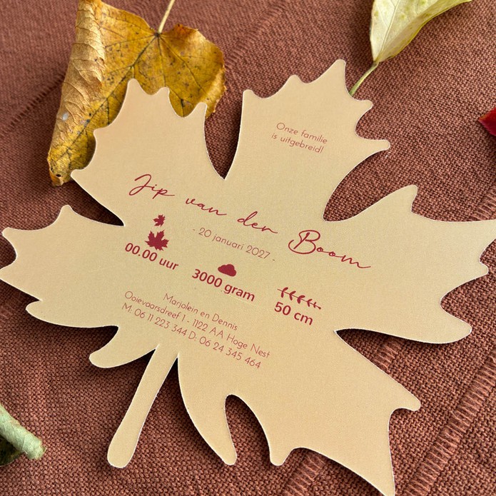 Kaart in vorm van een herftsblad