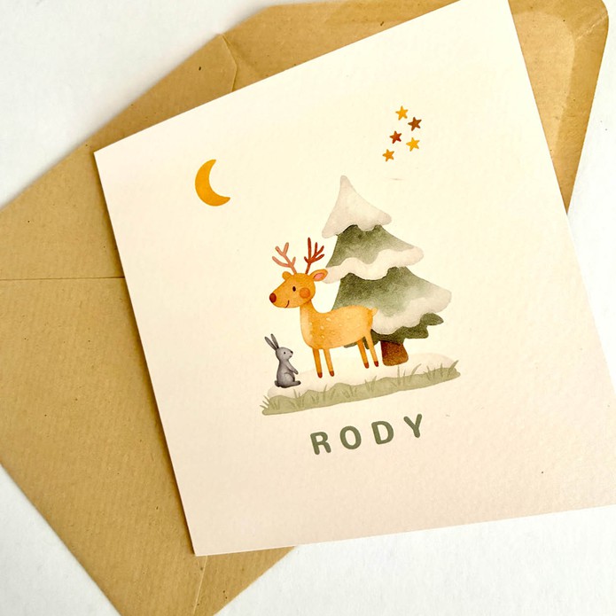 Geboortekaartje met rendier