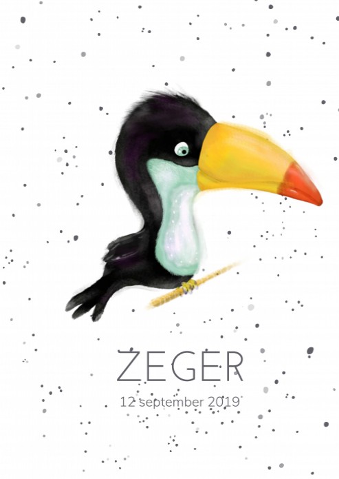 Geboorteposter tukan krijt