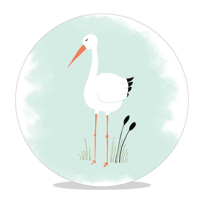 Sluitsticker Woodland ooievaar