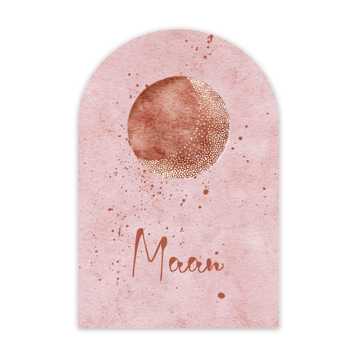 Geboortekaartje met maan half ovaal