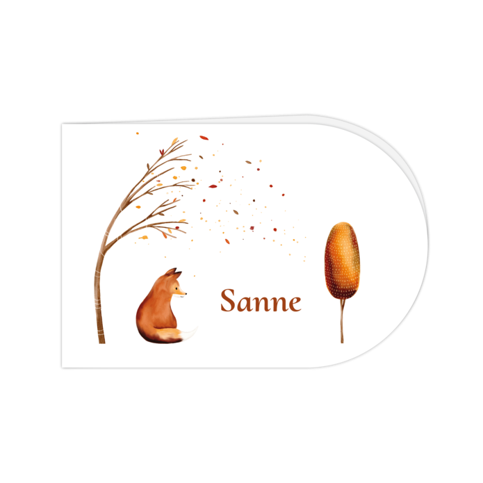 Geboortekaartje met vos halfrond