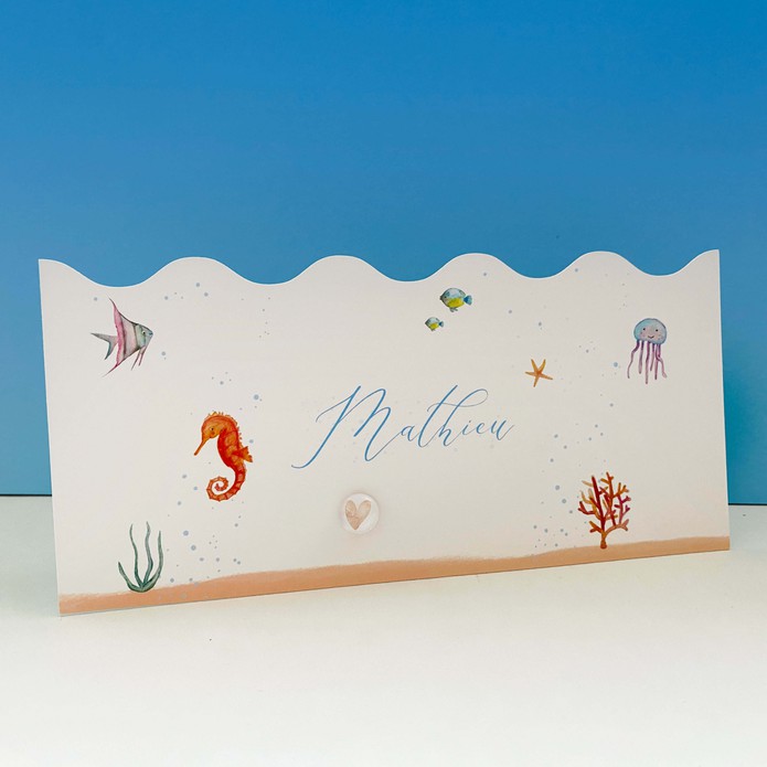 Geboortekaartje met stans zee