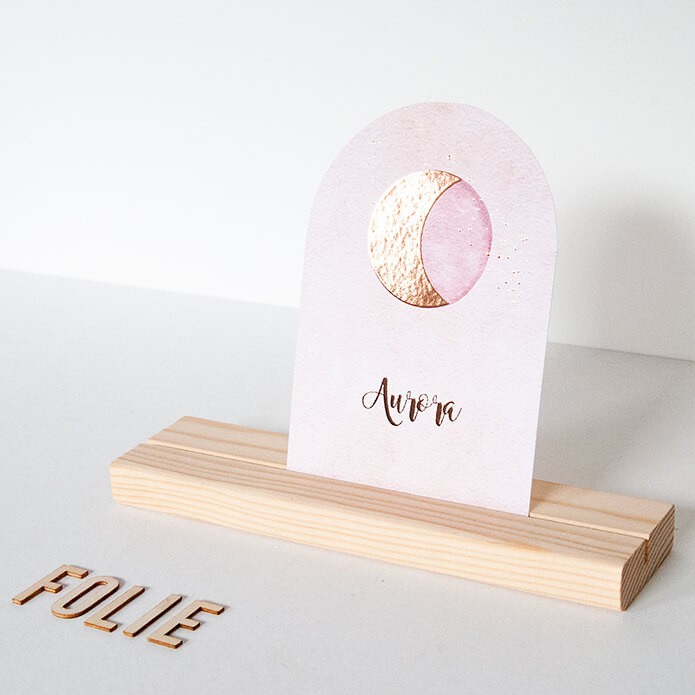 Geboortekaartje maan roze