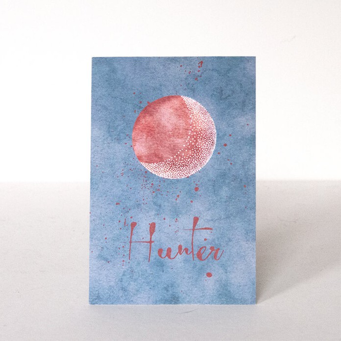 Geboortekaartje maan witte folie