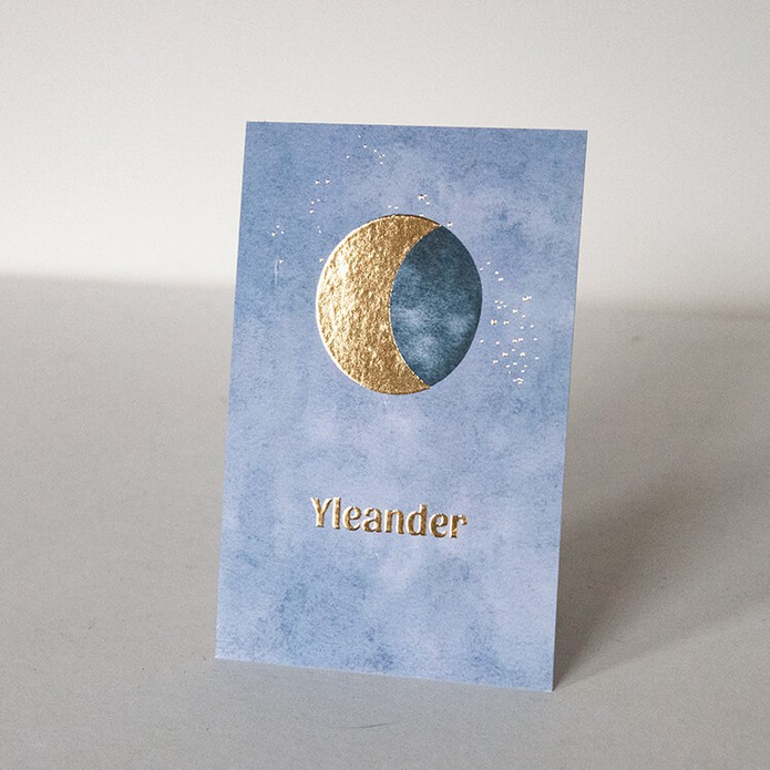 Geboortekaartje maan blauw