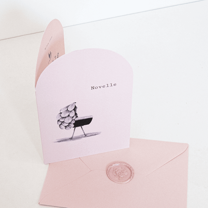 Geboortekaartje met wieg boogvorm roze