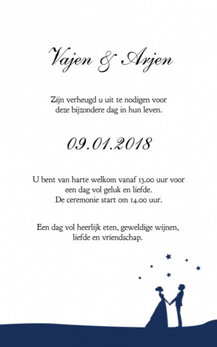 Trouwkaart midnight • gevouwen • 11 x 17,5 cm