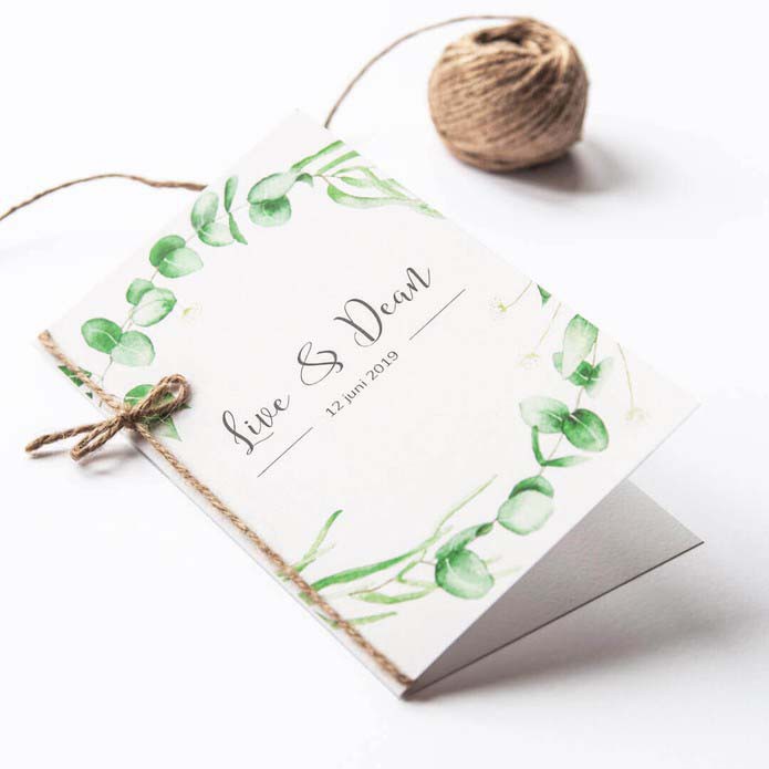 Uitnodiging bruiloft aquarel bladeren